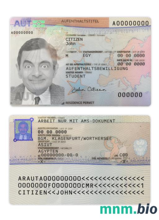 Zezwolenie na pobyt w Austrii 2023-obecny format PSD, szablon